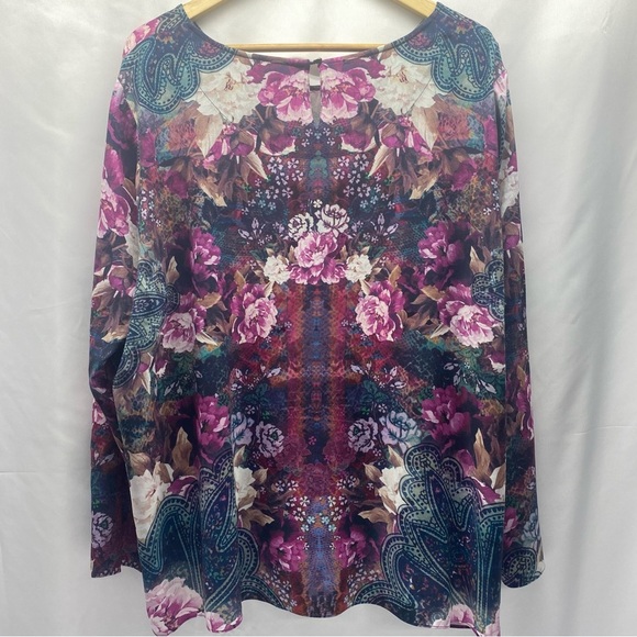 Soft Surroundings Women’s long Sleeve Tunic 3X Key Hole Button Front Pleats - Picture 2 of 12